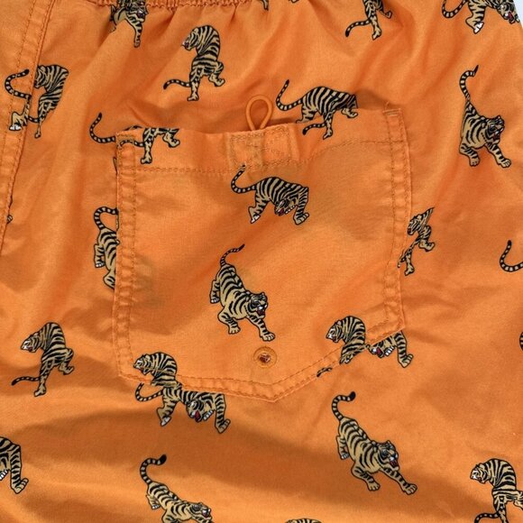 Jack and Jones Swim Shorts Men's Flame Orange Tiger Motif - Size Large - Picture 5 of 11
